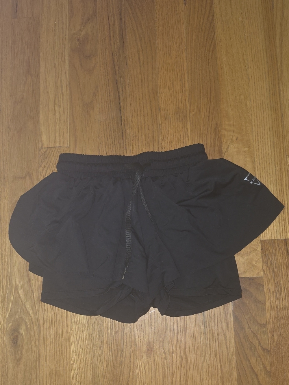Black Girl's Athletic Shorts with Overlay Butterfly Ruffles